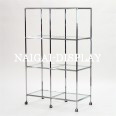 Glass shelf fixtures (Abst fixtures) 2 rows x 3 tier with casters