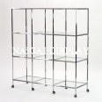 Glass shelf fixture (abst fixture) with 3 x 3 tier casters